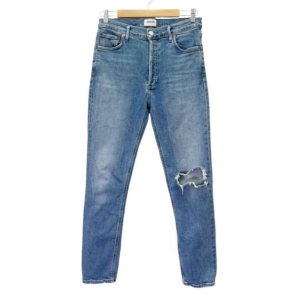 Agolde Nico Slim Skinny Jeans in Shoreline Distressed Medium Wash Size 29 | 8 - Picture 4 of 15